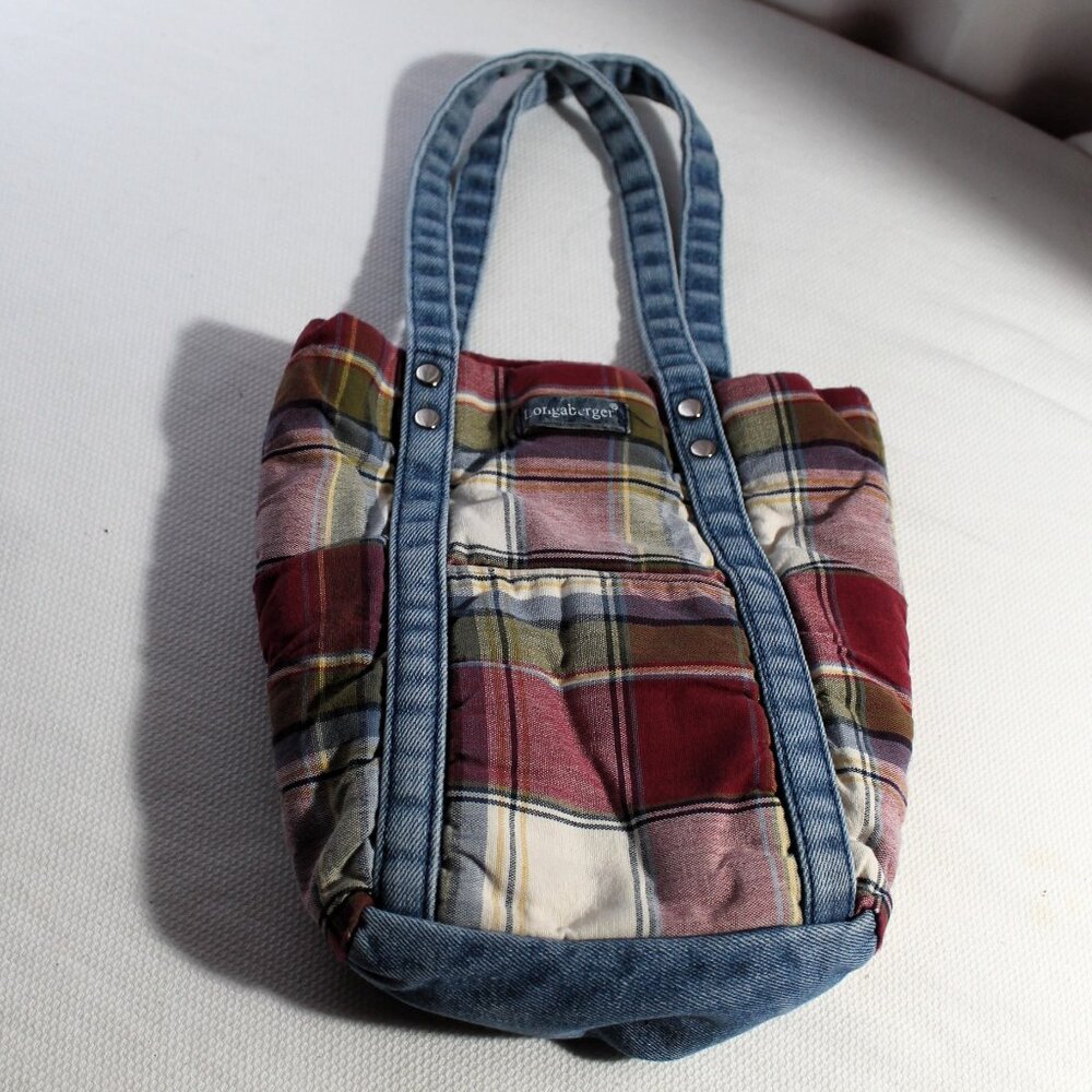Longaberger Homestead Mini Tote Plaid & Denim